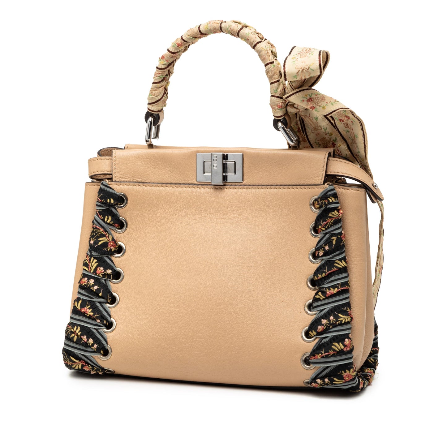 Fendi Medium Leather Ribbon Whipstitch Peekaboo Satchel