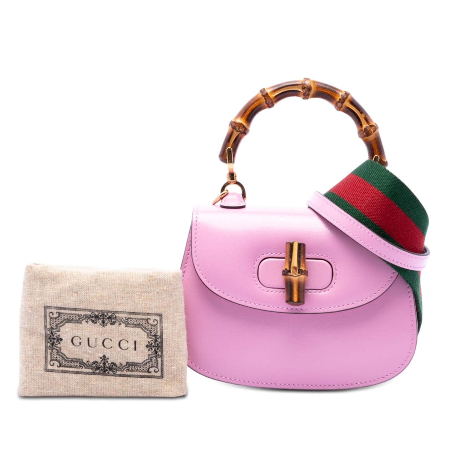 Gucci Mini Calfskin Web 1947 Bamboo Top Handle Bag