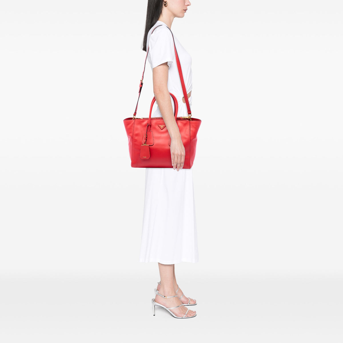 Prada Glace Calf Twin Pocket Double Handle Satchel
