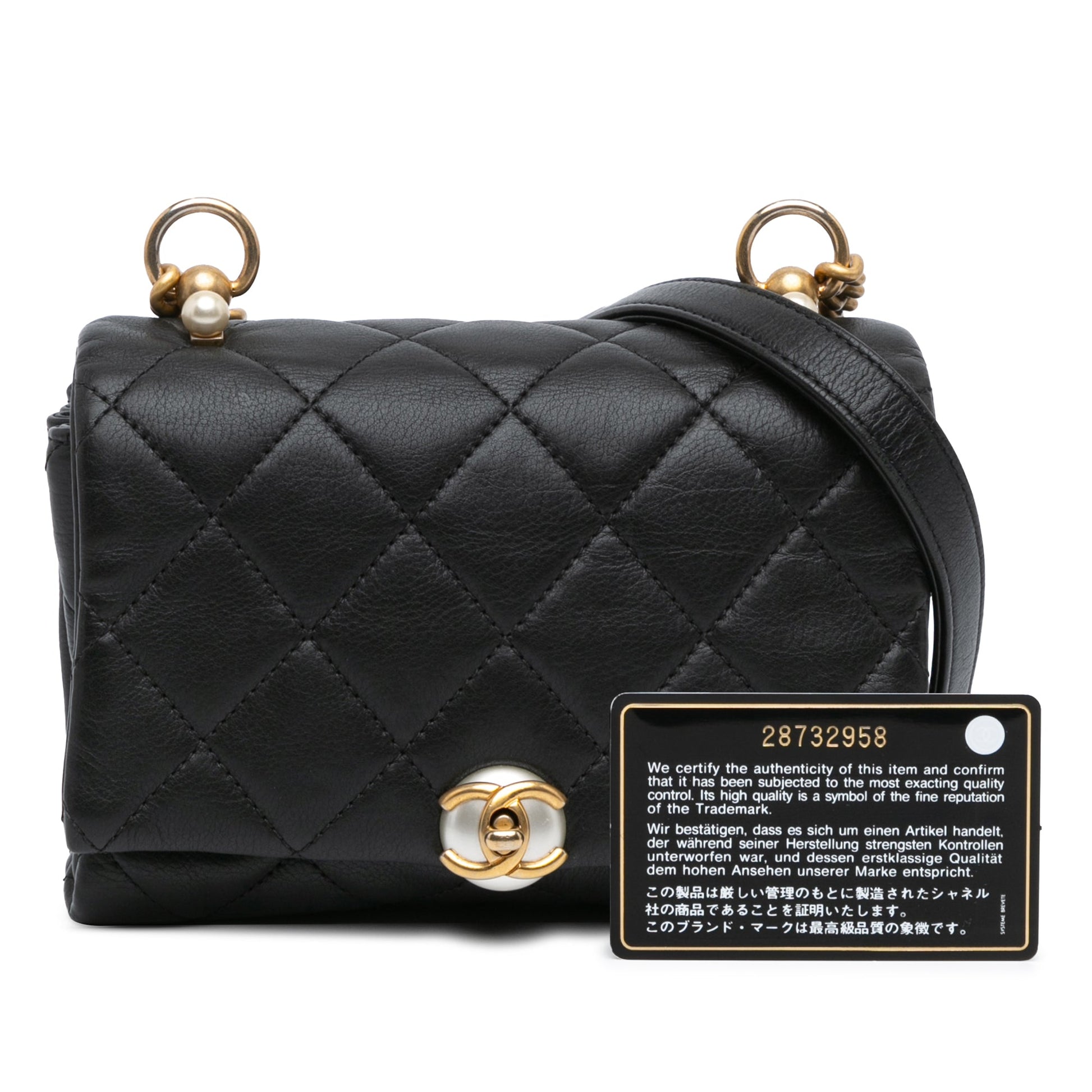 Chanel Mini Quilted Calfskin Pearl CC Accordion Flap