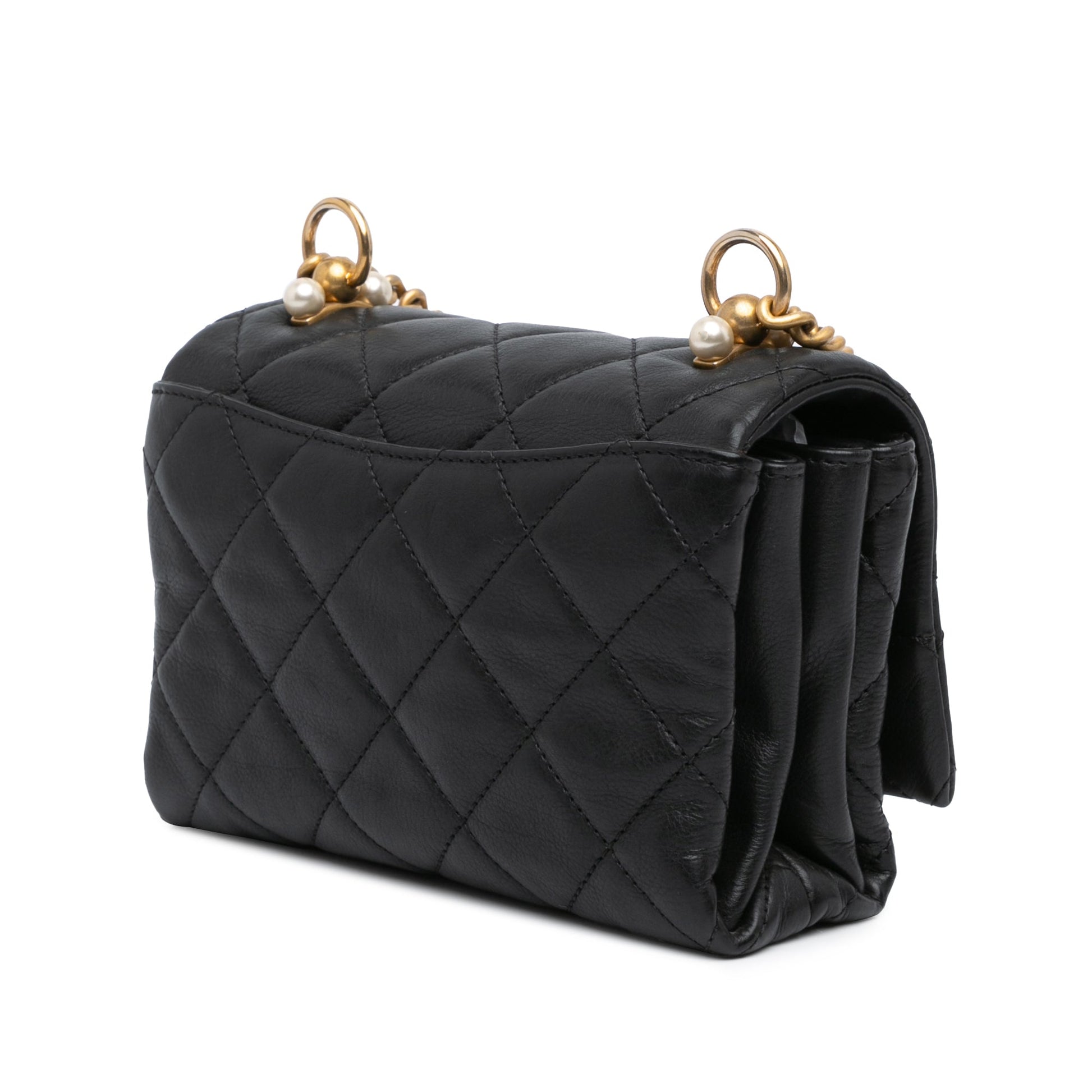 Chanel Mini Quilted Calfskin Pearl CC Accordion Flap