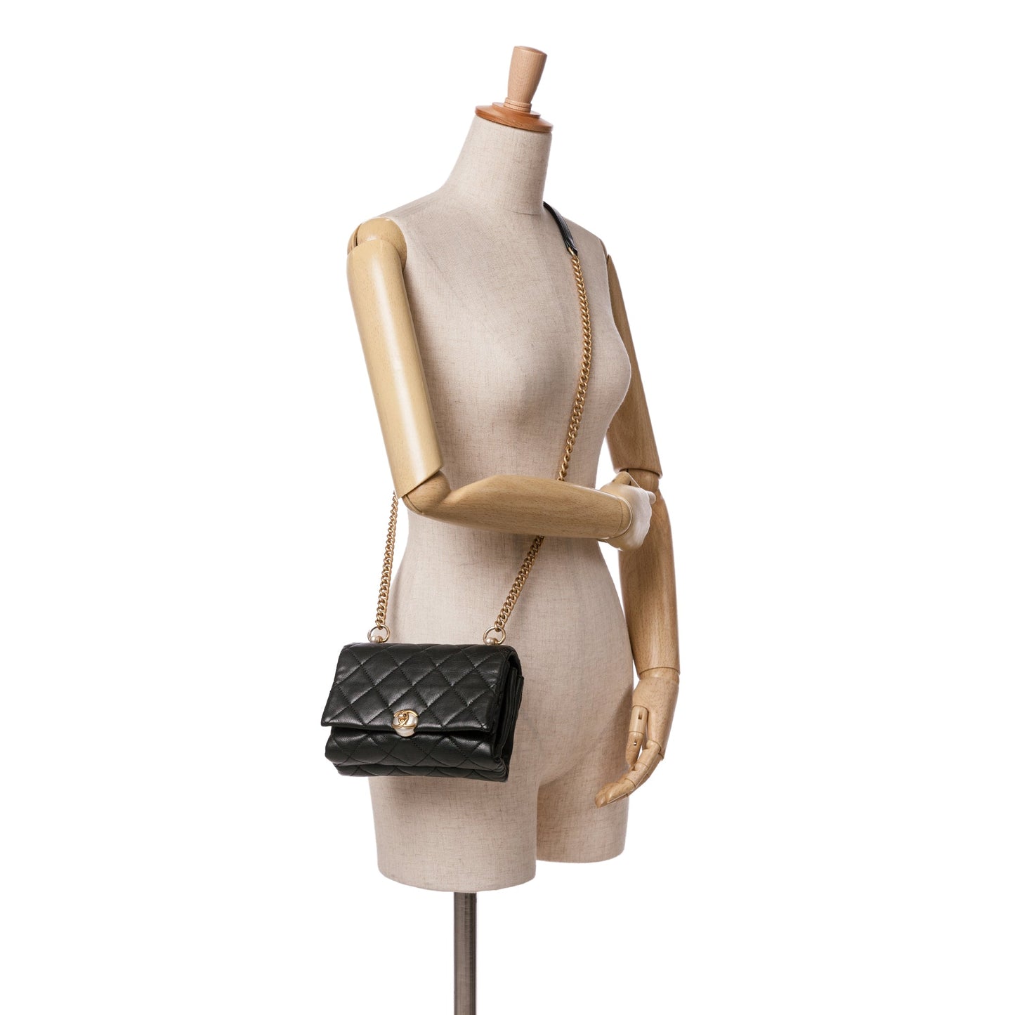 Chanel Mini Quilted Calfskin Pearl CC Accordion Flap