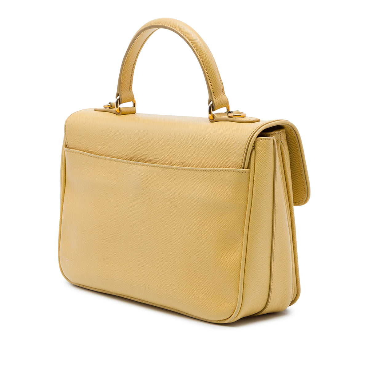 Prada Saffiano Lux Top Handle Satchel — Yellow