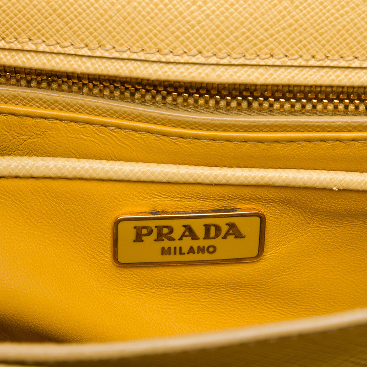 Prada Saffiano Lux Top Handle Satchel — Yellow