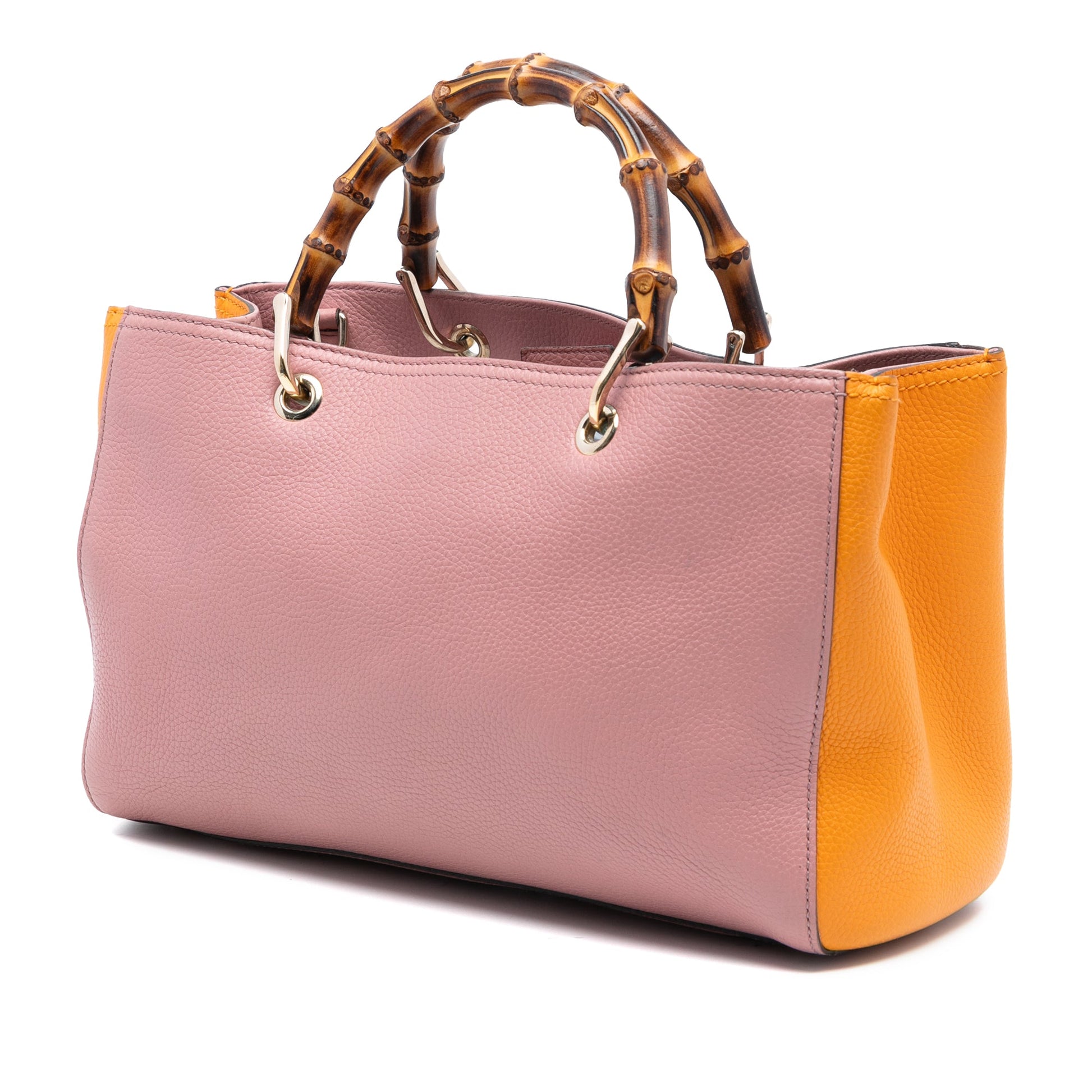 Medium Bicolor Calfskin Bamboo Shopper Satchel