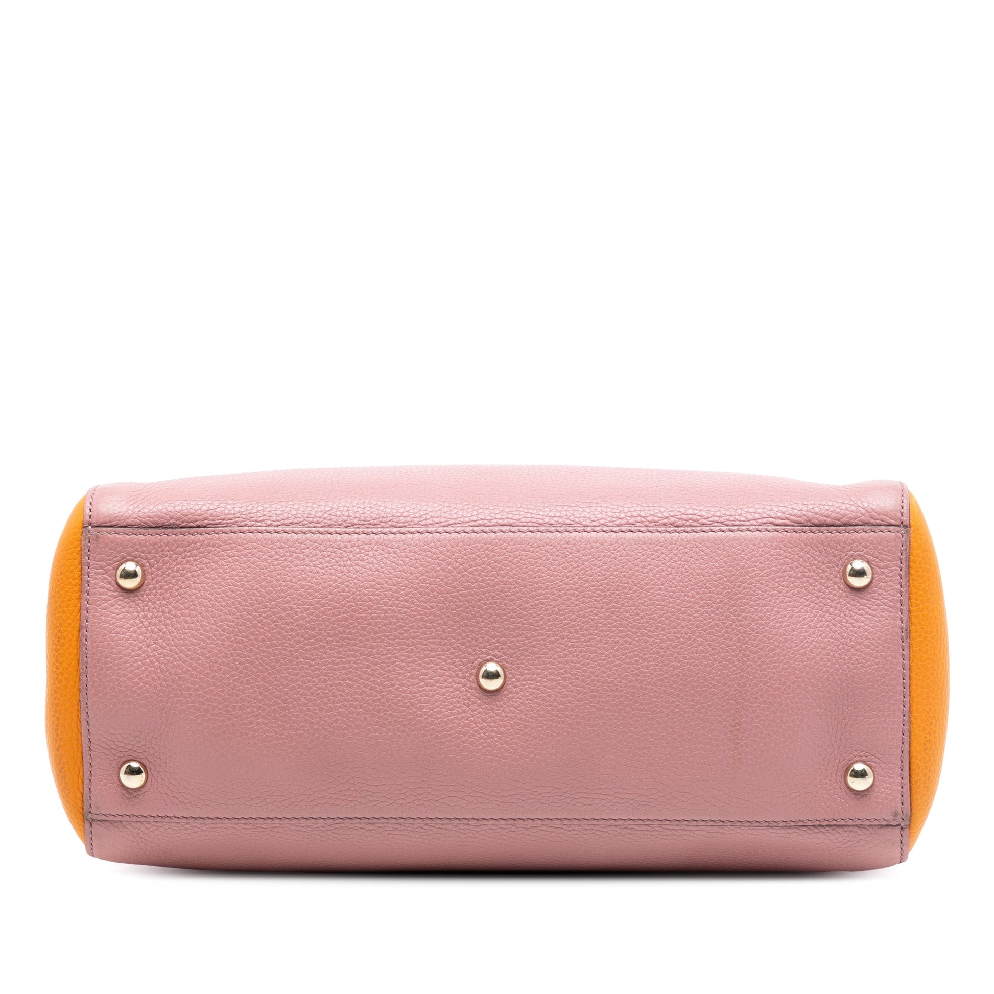 Medium Bicolor Calfskin Bamboo Shopper Satchel