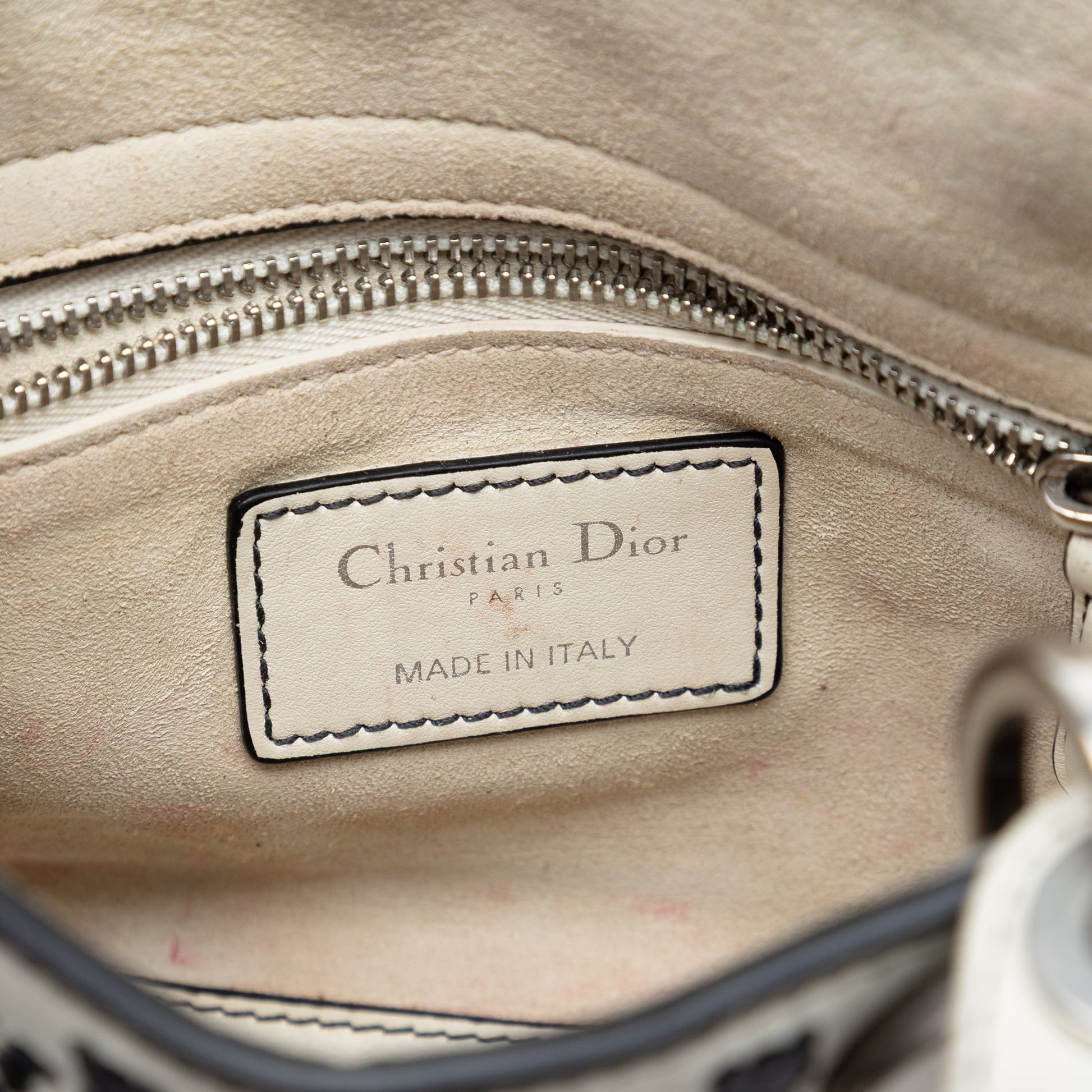 Dior Mini Calfskin Flower Embroidered Lady Dior