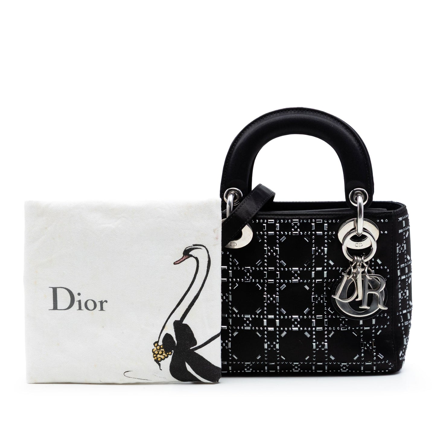 Dior Mini Satin Cannage Strass Crystal Embellished Lady Dior