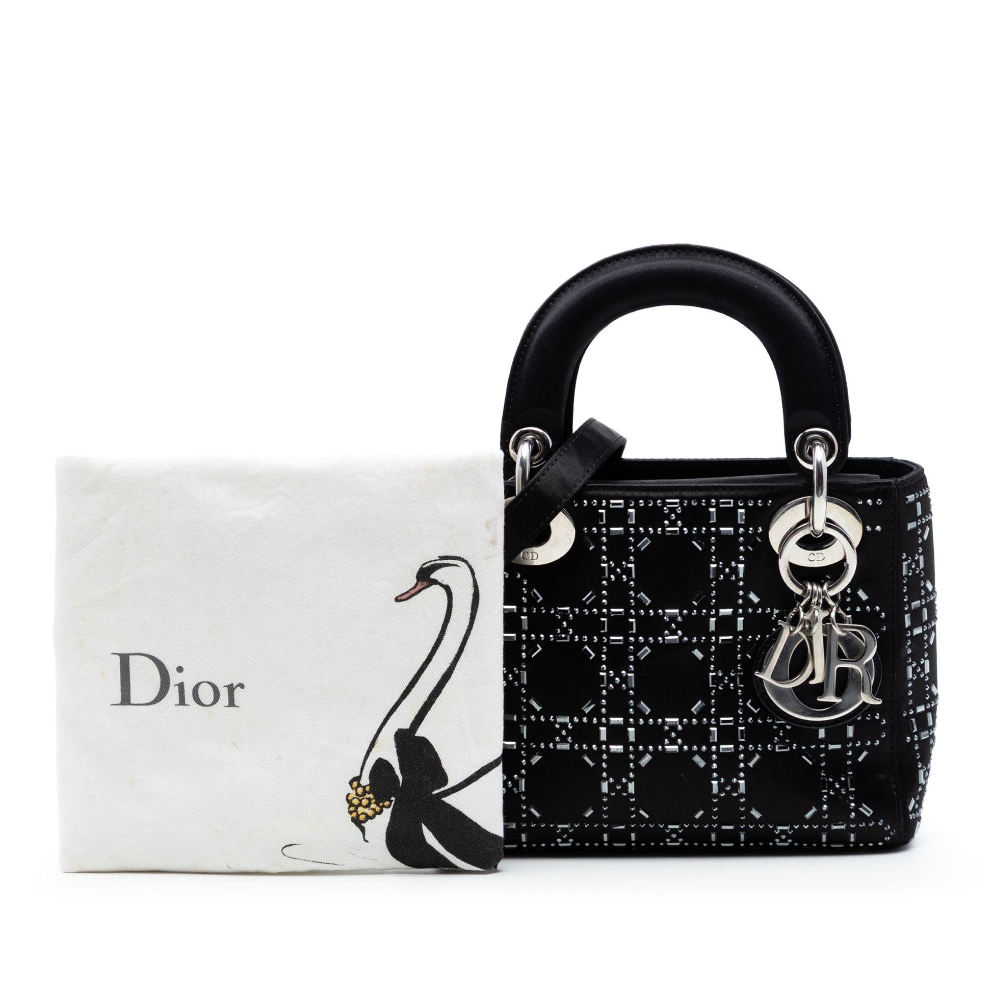 Dior Mini Satin Cannage Strass Crystal Embellished Lady Dior
