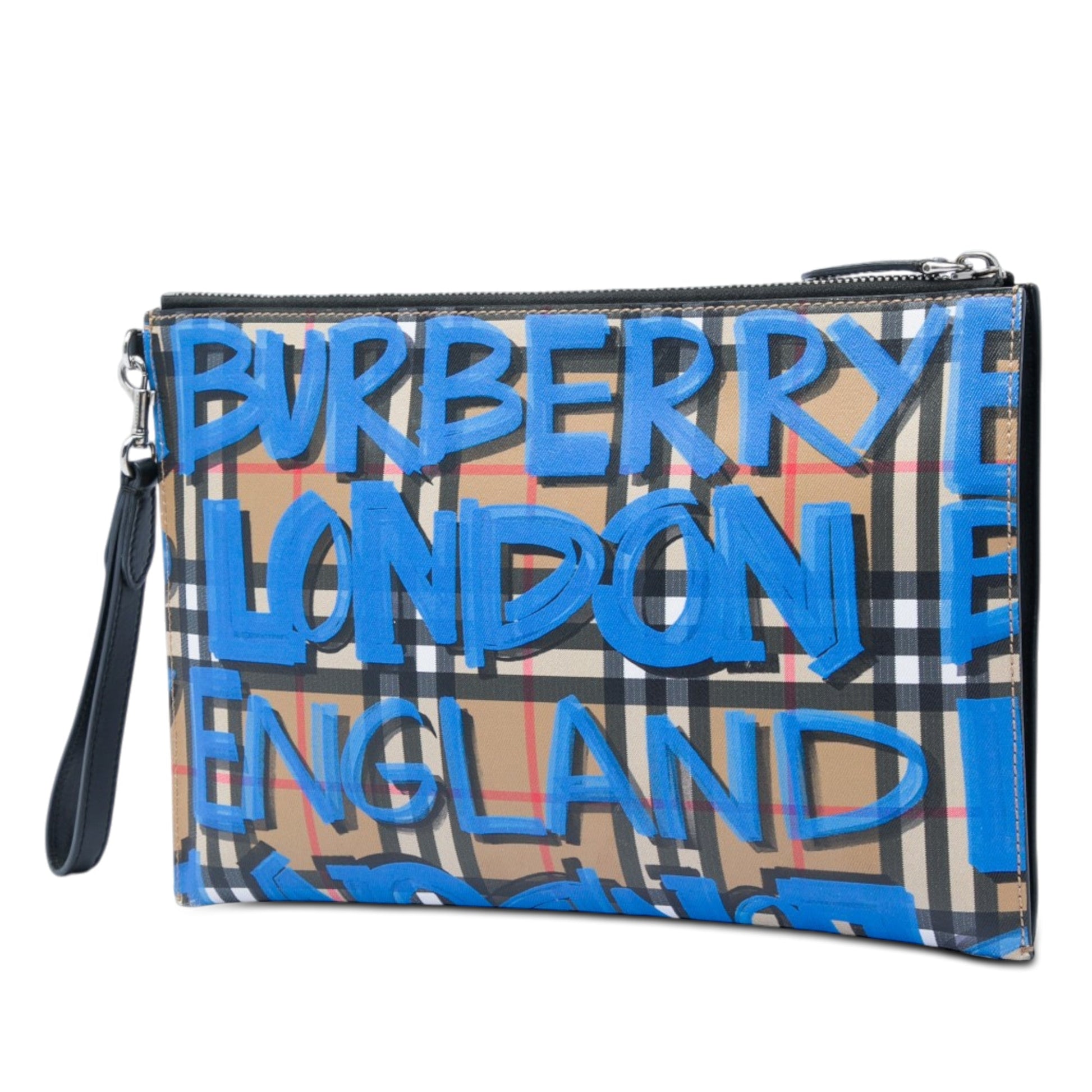 Burberry House Check Canvas Graffiti Zip Pouch