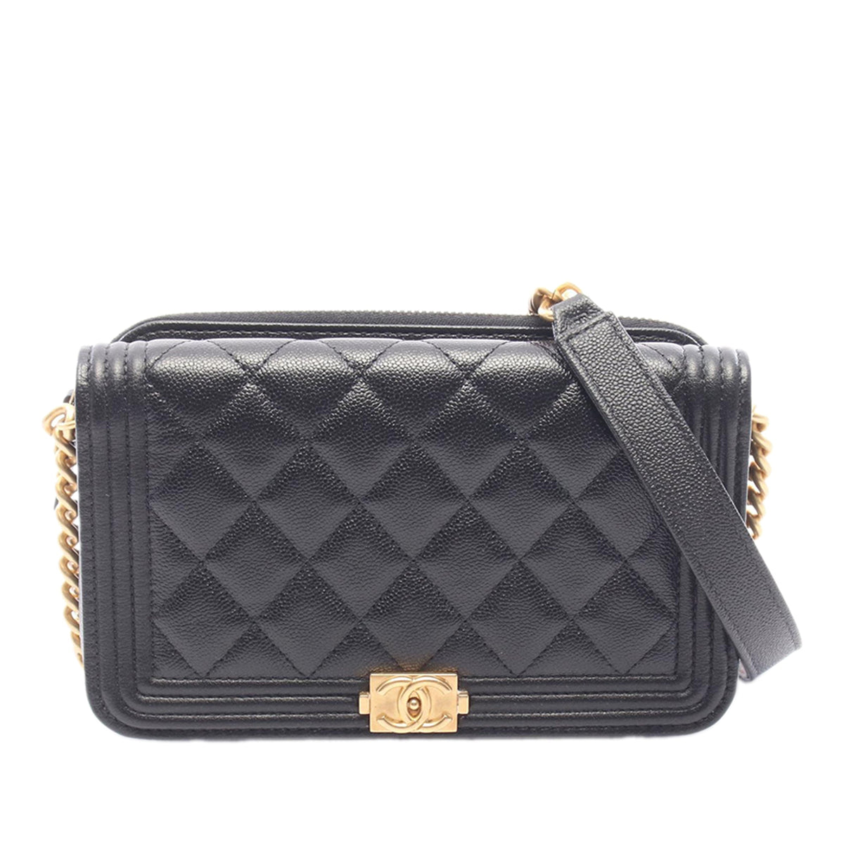 Chanel Caviar Boy Phone Case — Black