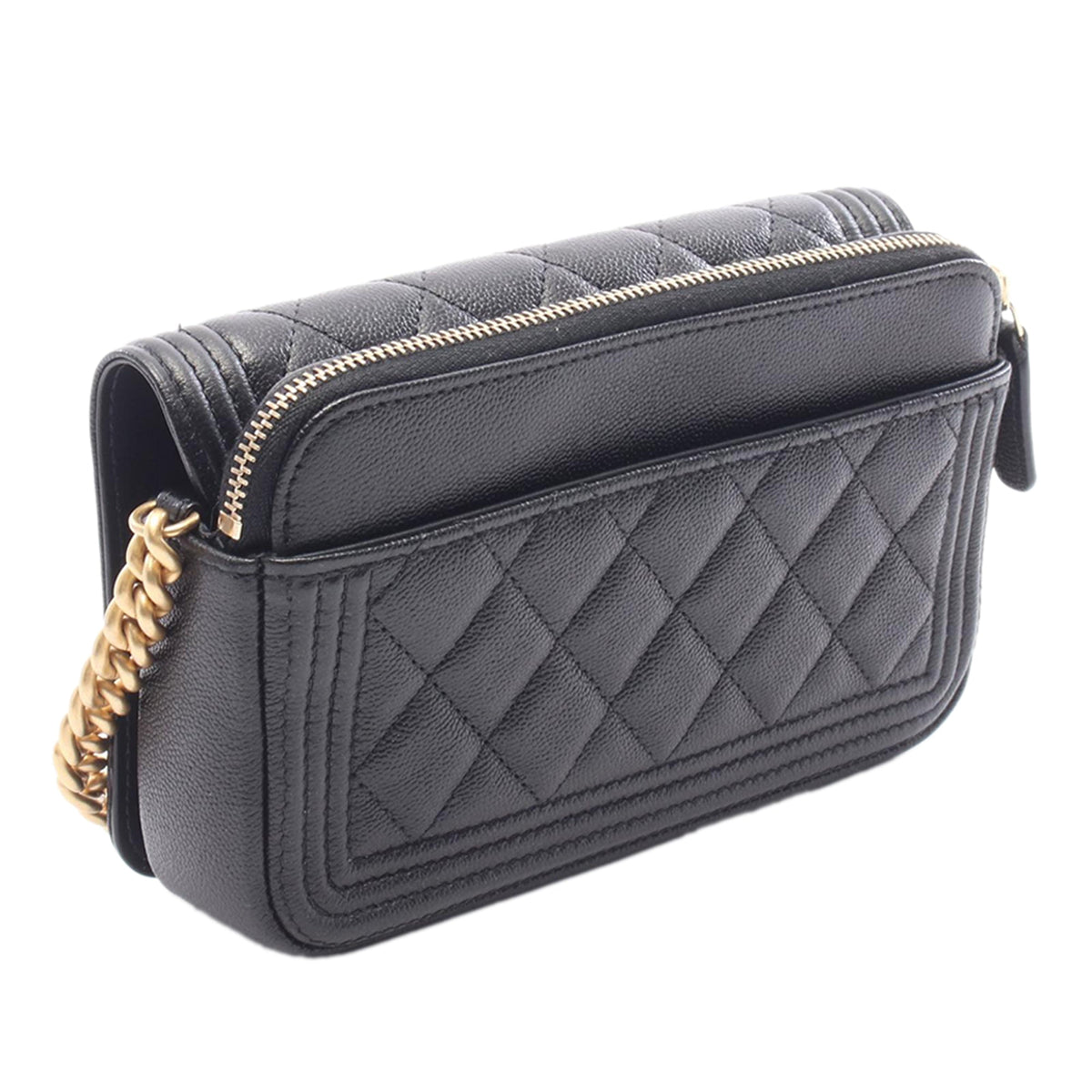 Chanel Caviar Boy Phone Case — Black