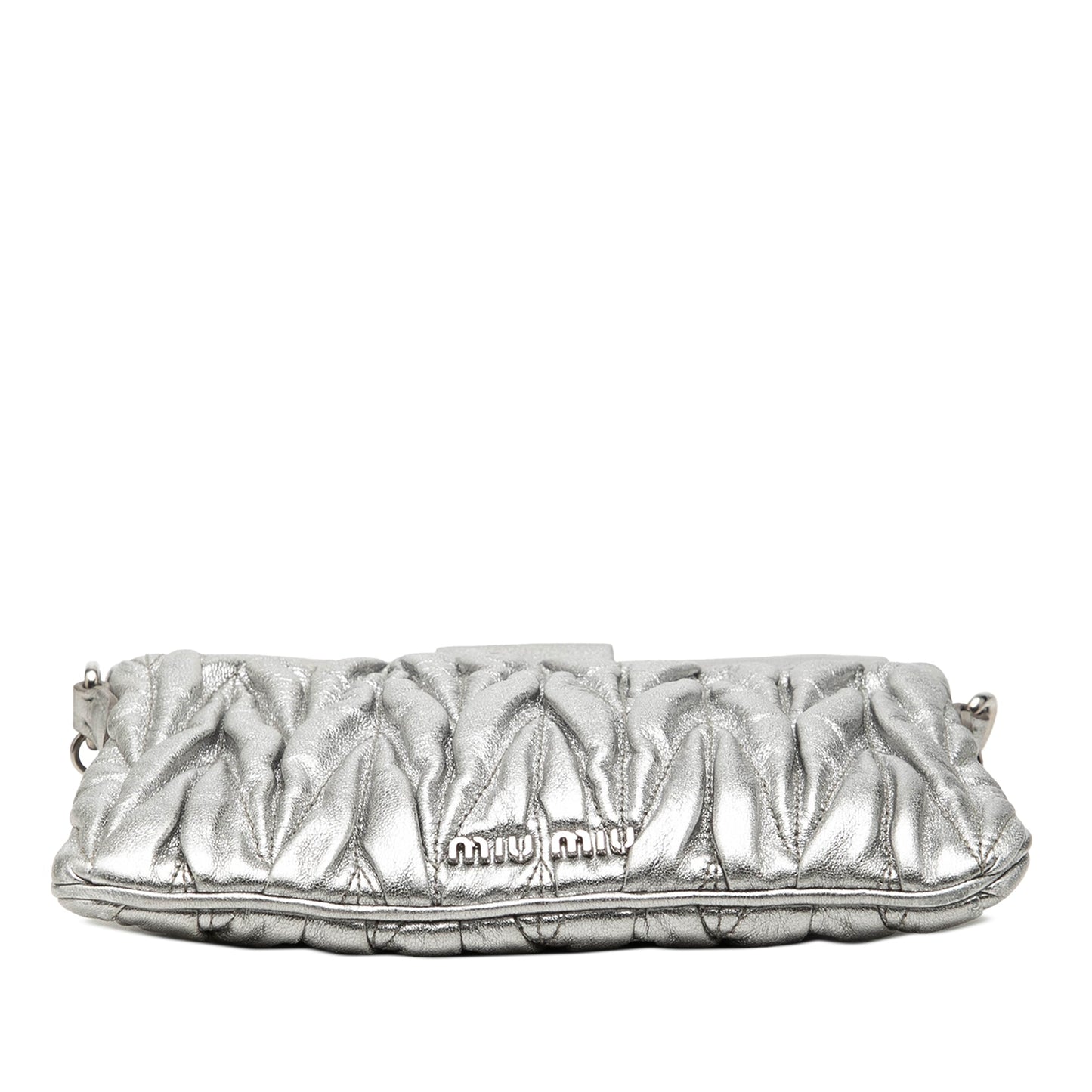 Miu Miu Matelasse Metallic Nappa Frame Clutch with Strap