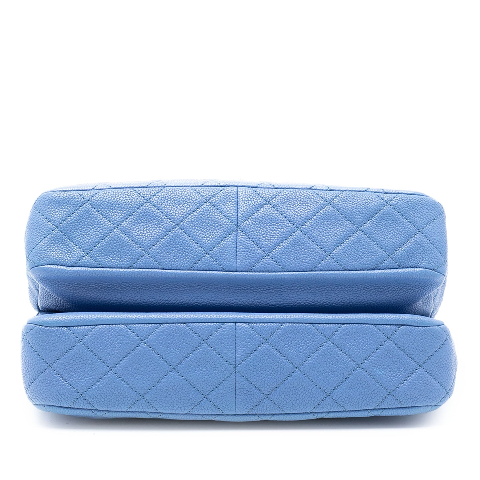 Jumbo Quilted Caviar Double Compartment Chain Flap