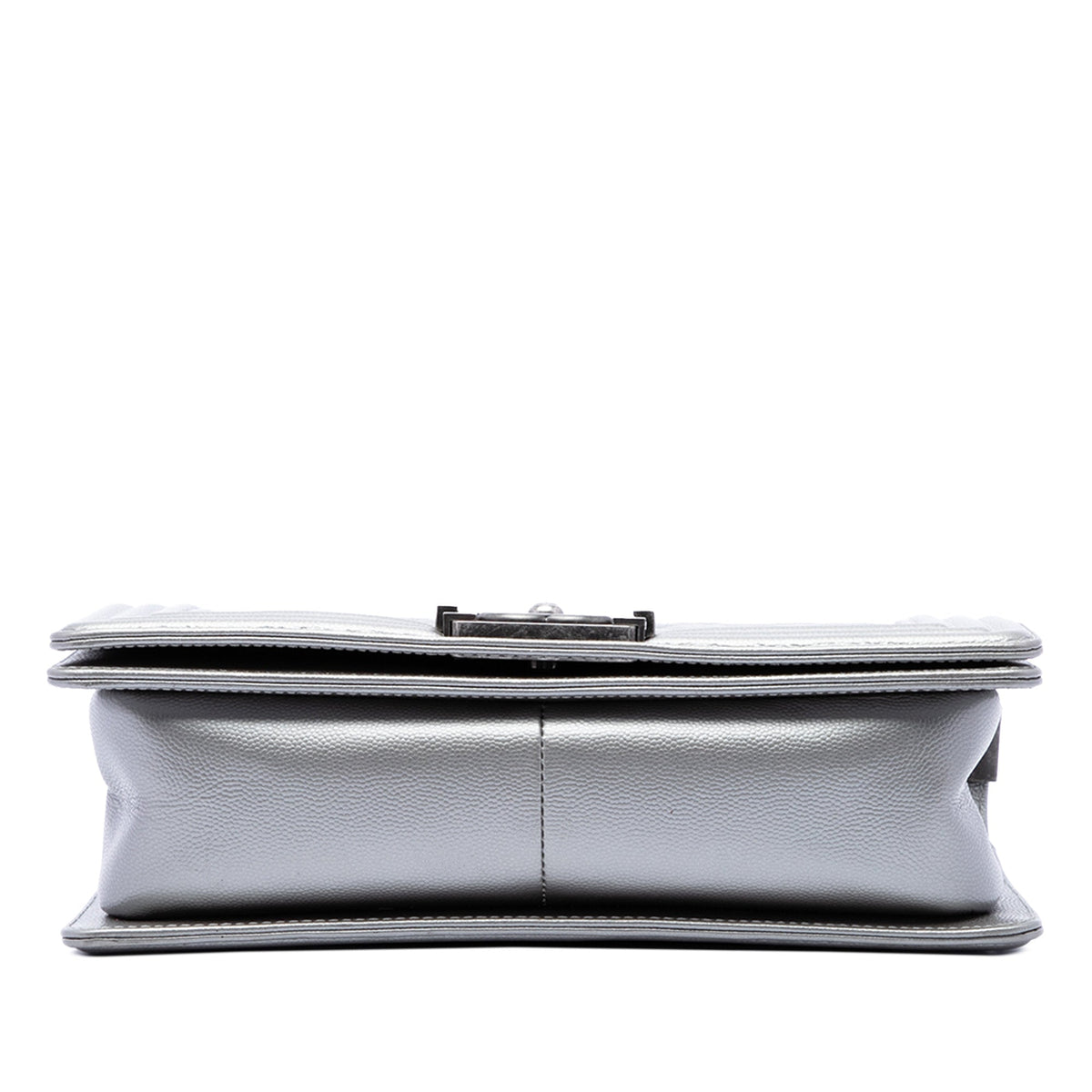 Chanel Old Medium Quilted Metallic Caviar Boy Flap — Gray