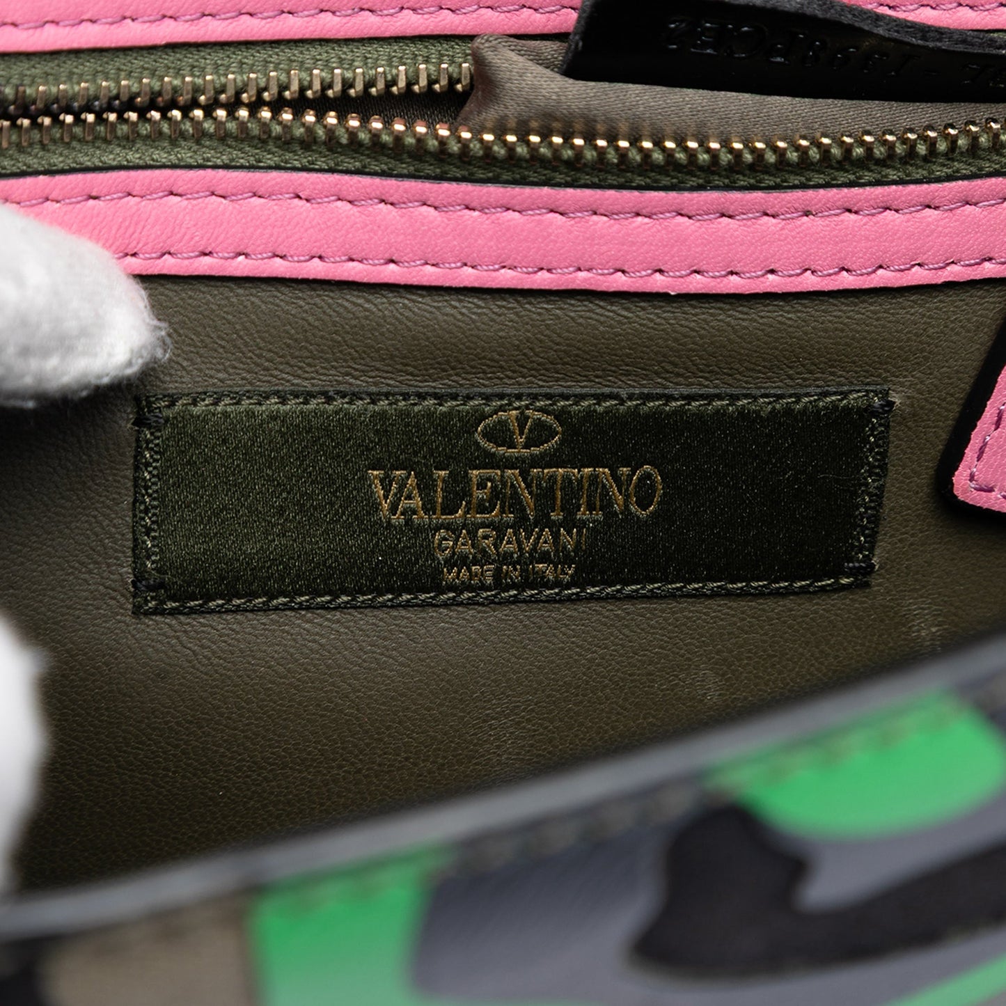 Valentino Medium Nappa and Canvas Camouflage Rockstud Glam Lock Crossbody