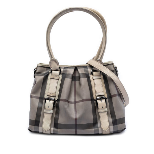 Burberry Small Smoke Check Coated Canvas Northfield Satchel