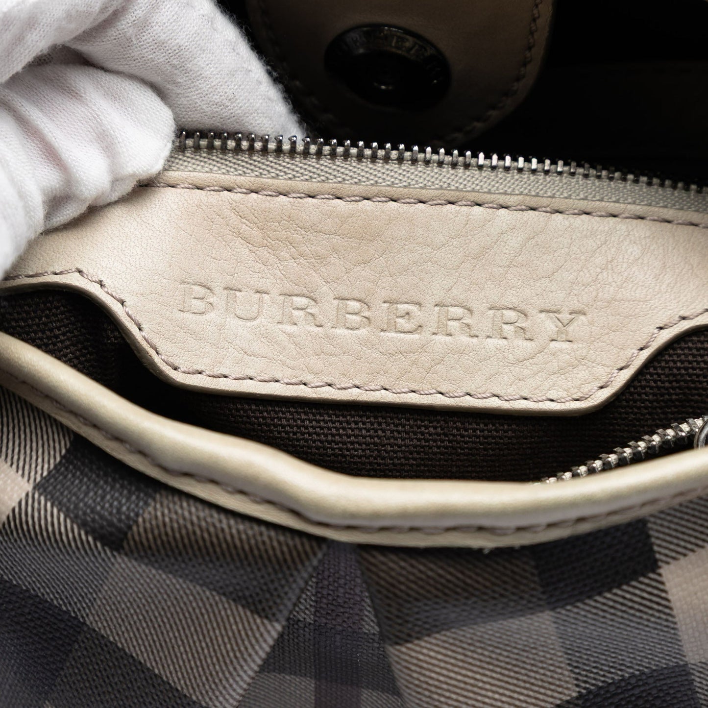 Burberry Small Smoke Check Coated Canvas Northfield Satchel