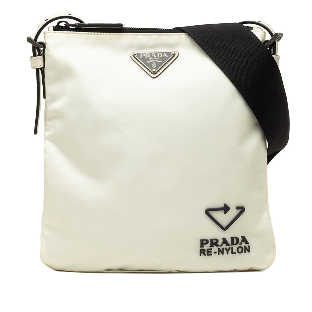 Prada Re Nylon Zip Top Crossbody — White