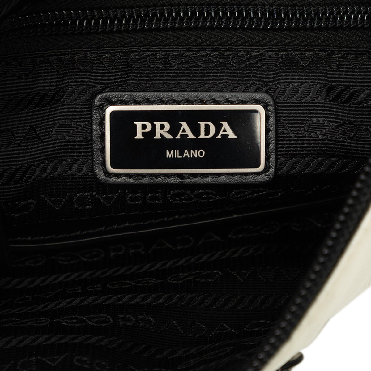 Prada Re Nylon Zip Top Crossbody — White