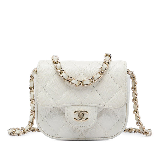 Chanel Mini Quilted Caviar Clutch With Chain