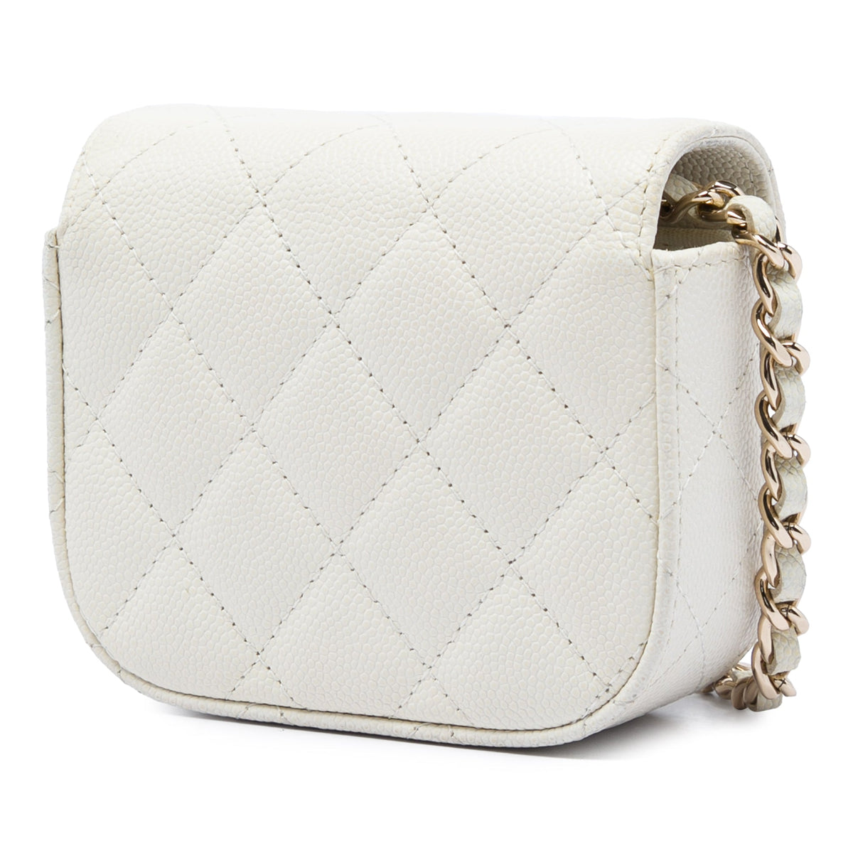 Chanel Mini Quilted Caviar Clutch With Chain