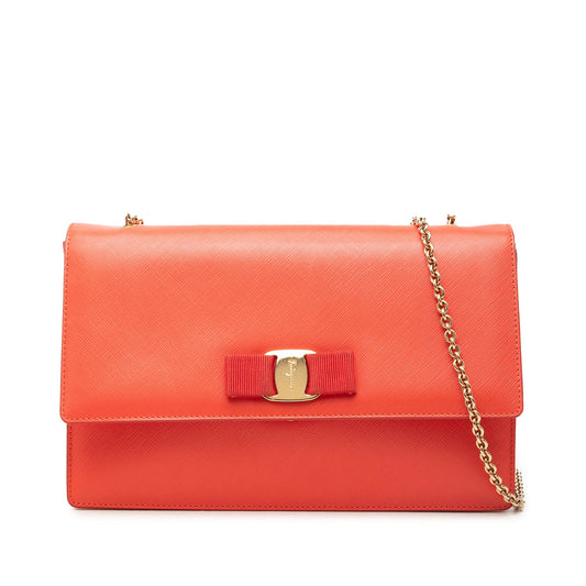Ferragamo Leather Vara Bow Chain Crossbody