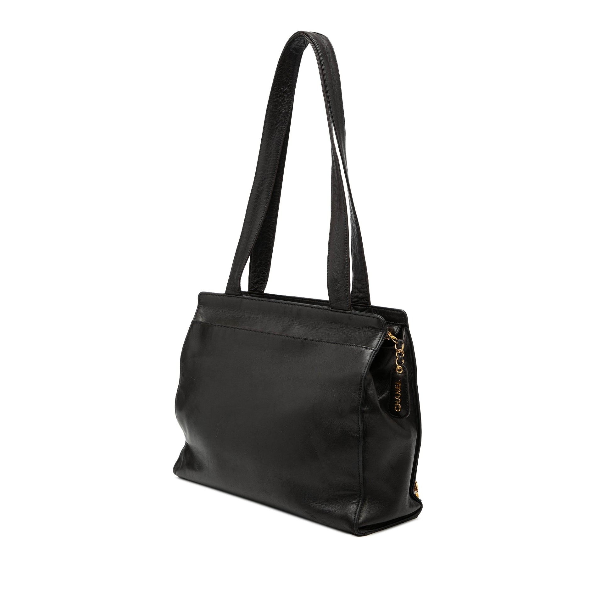 CC Lambskin Front Zip Pocket Tote