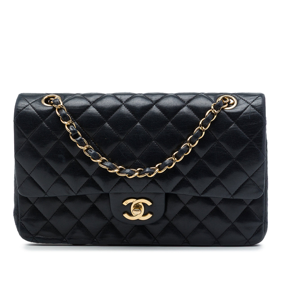 Chanel Medium Classic Lambskin Double Flap — Black