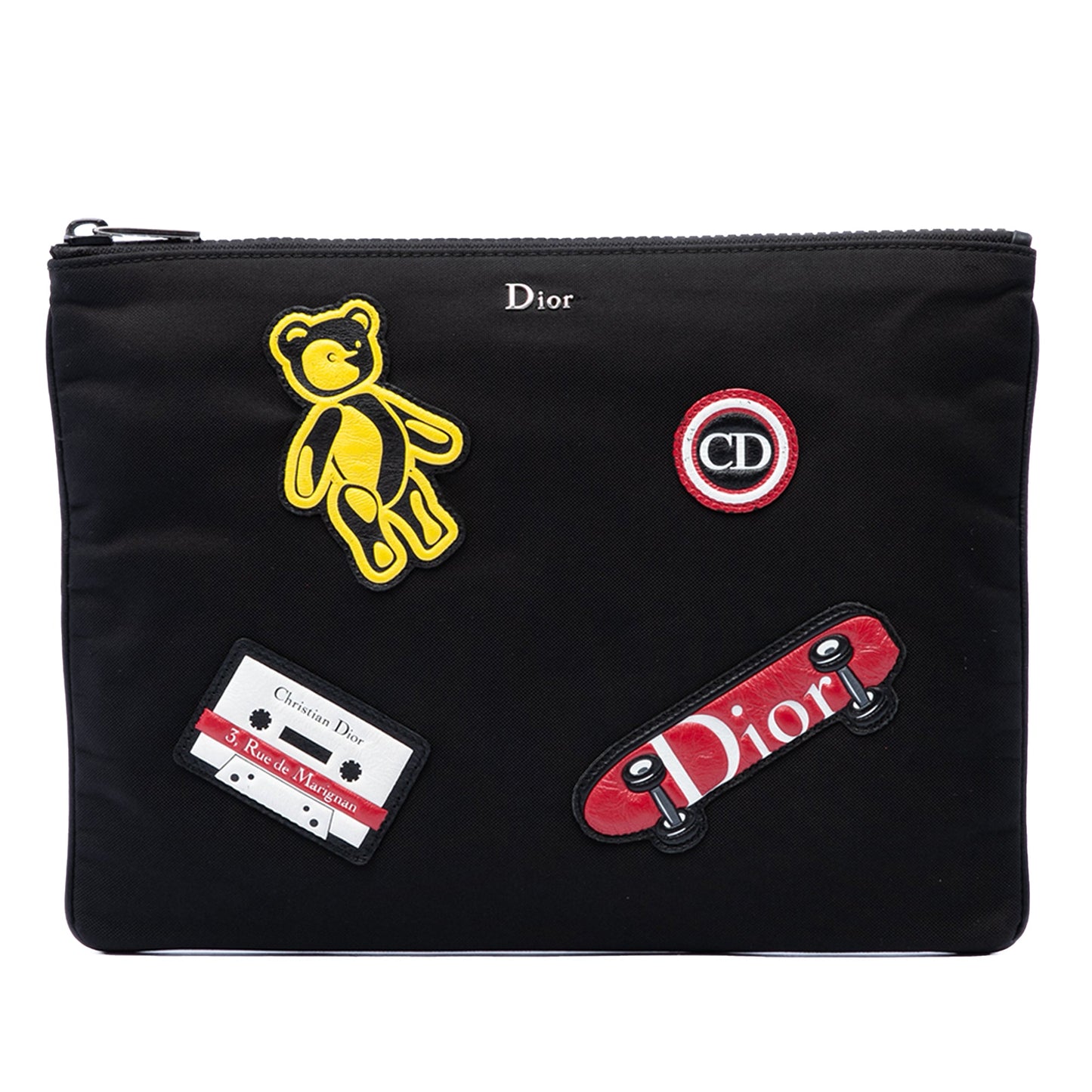 Dior Nylon Patch Embellished Zip Clutch