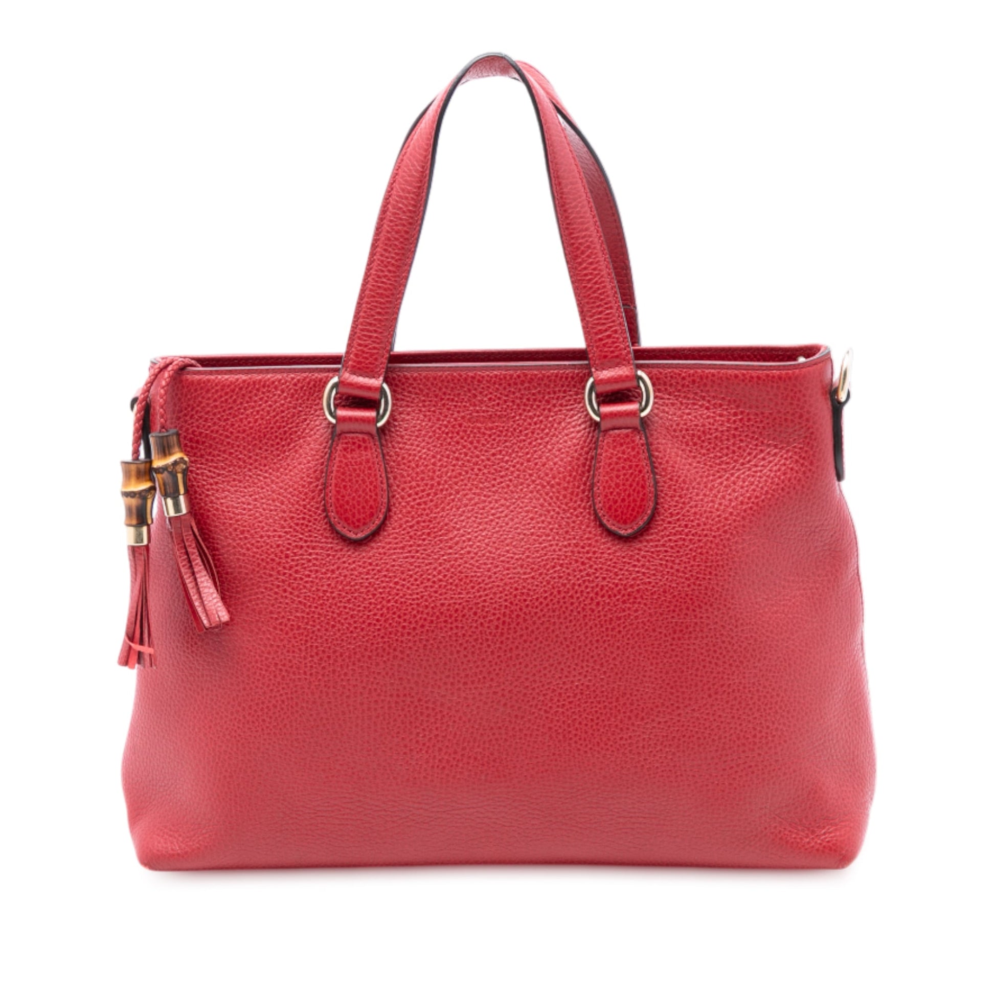 Gucci Leather Bamboo Tassel Satchel