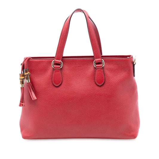 Gucci Leather Bamboo Tassel Satchel