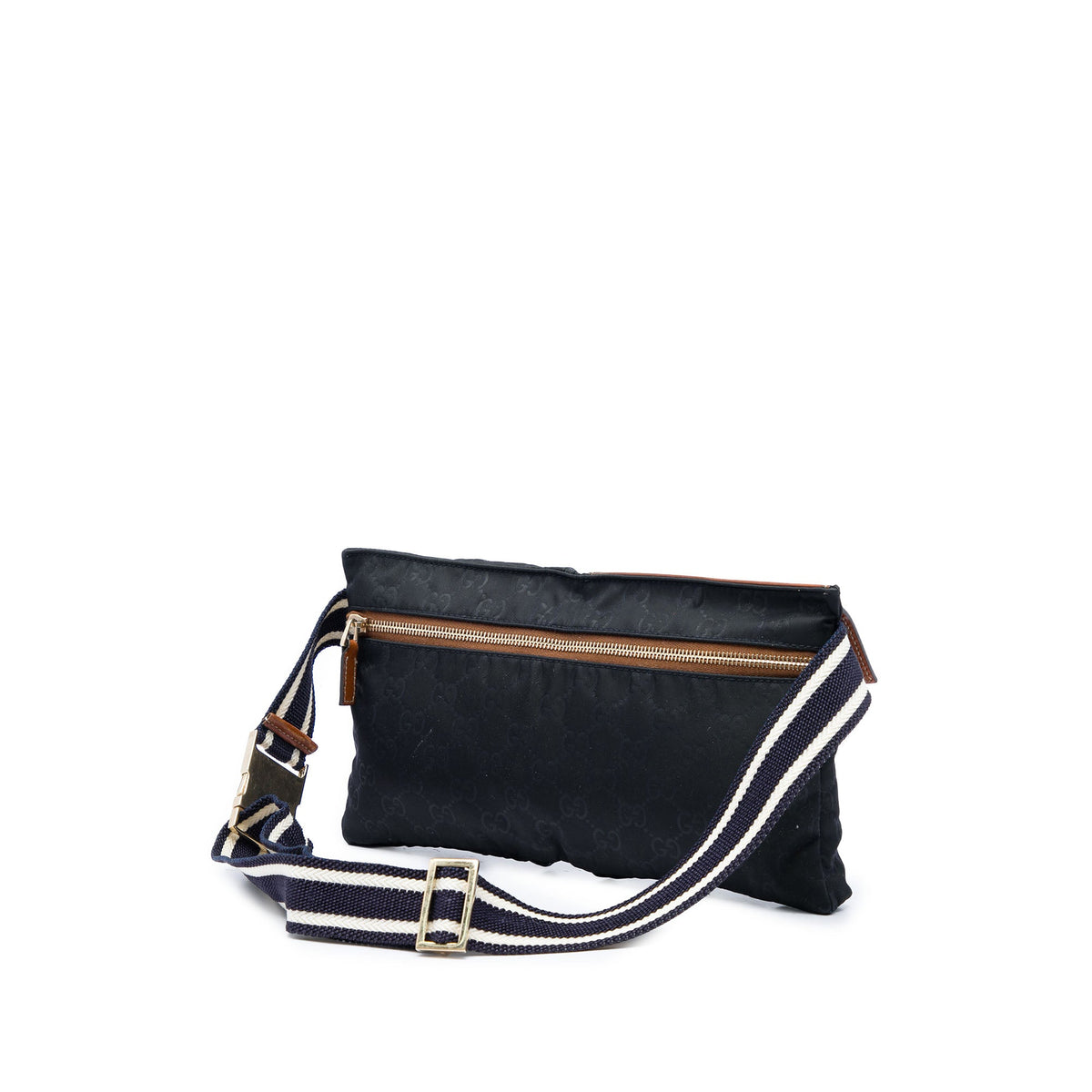 Gucci GG Nylon Web Double Pocket Belt Bag — Black