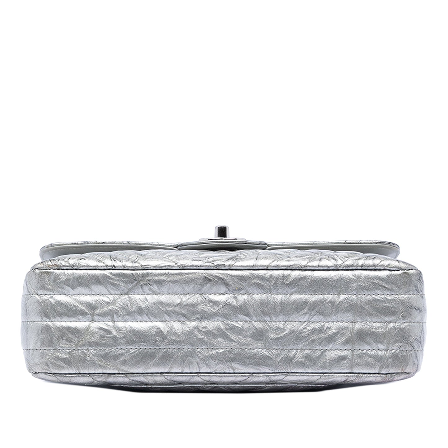 Chanel Small Classic Chevron Metallic Crumpled Calfskin Double Flap
