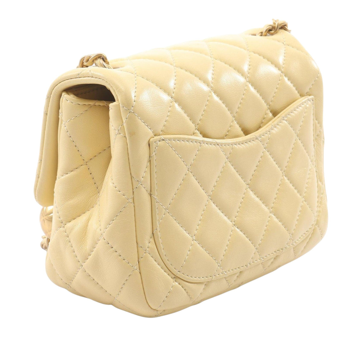 Chanel Mini Square Classic Lambskin Pearl Crush Single Flap