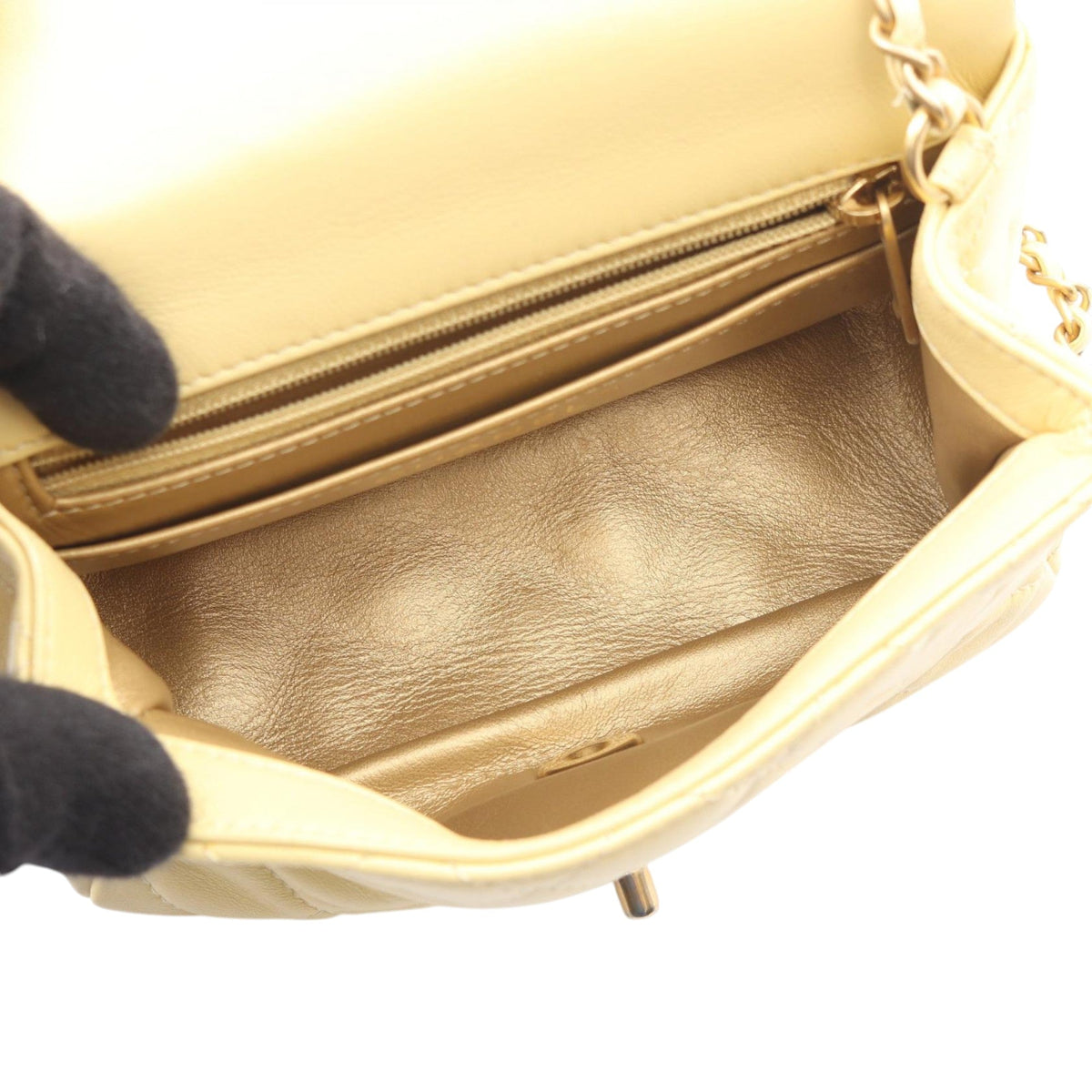 Chanel Mini Square Classic Lambskin Pearl Crush Single Flap