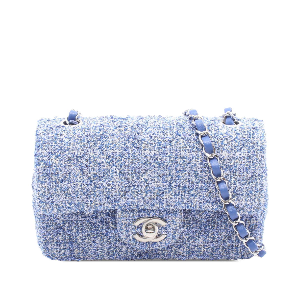 Chanel Mini Rectangular Classic Tweed Single Flap — Blue