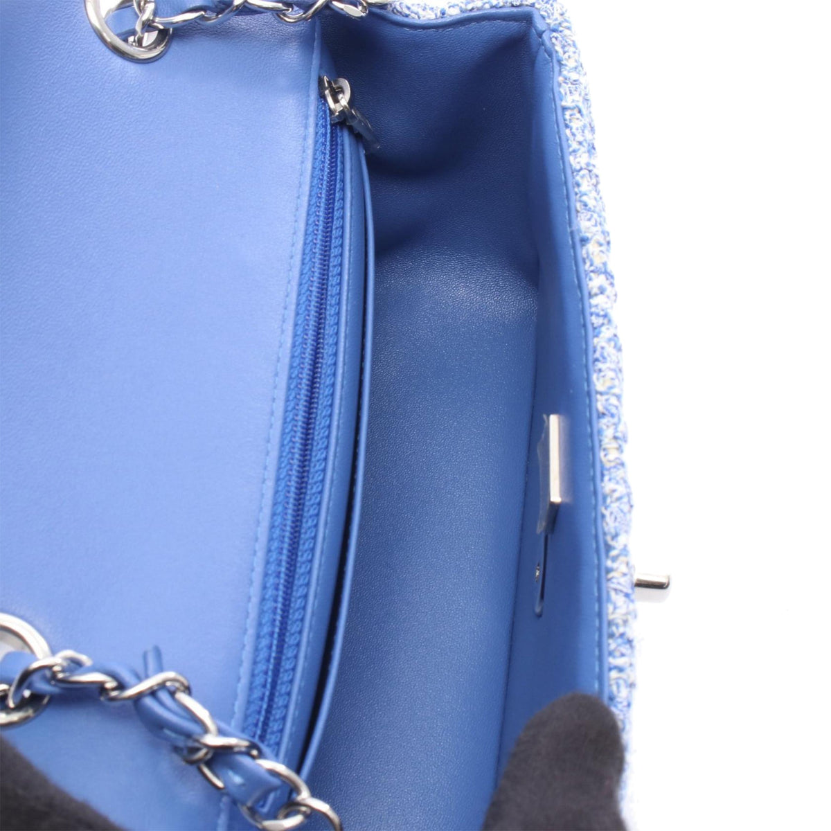 Chanel Mini Rectangular Classic Tweed Single Flap — Blue