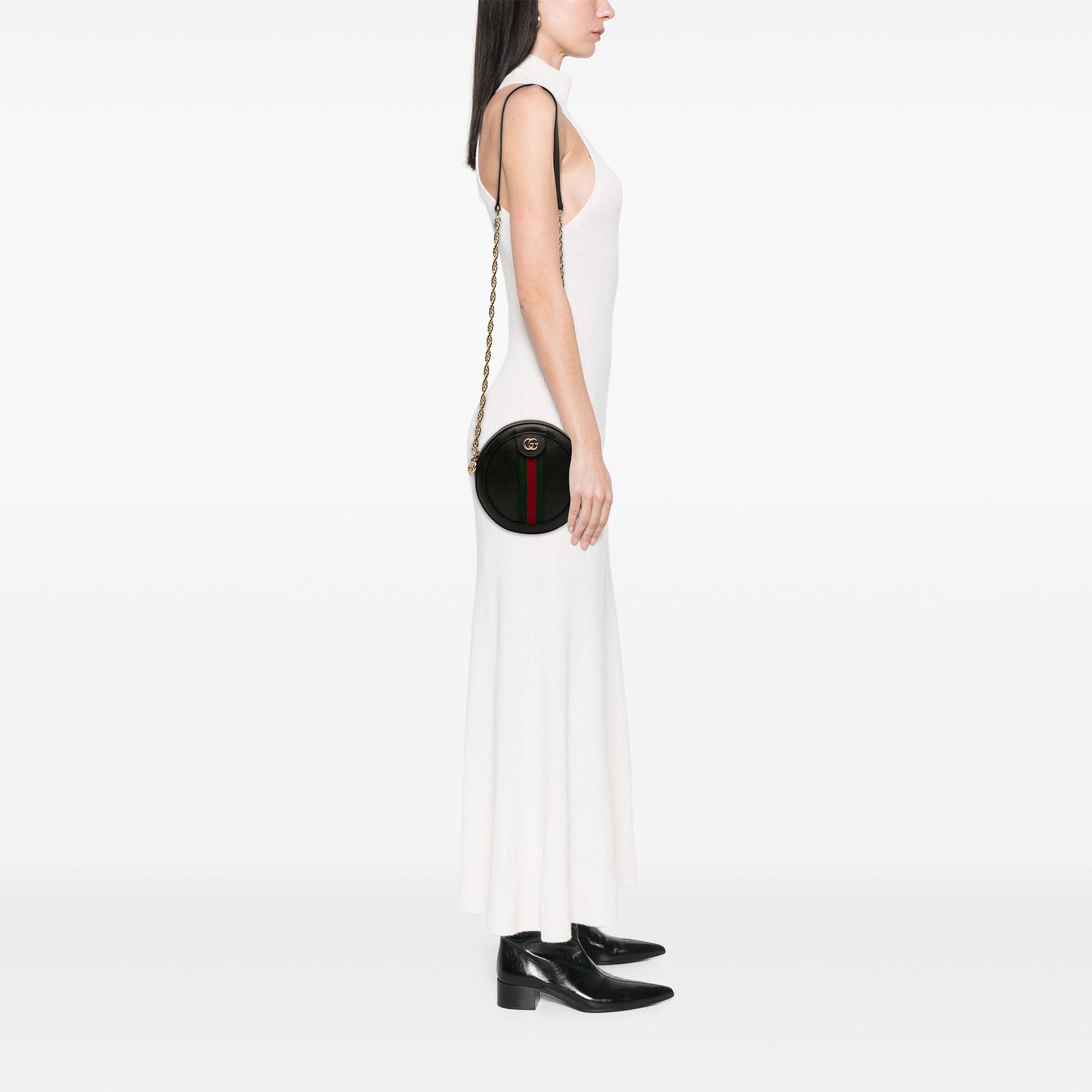 Mini Leather Ophidia Round Crossbody