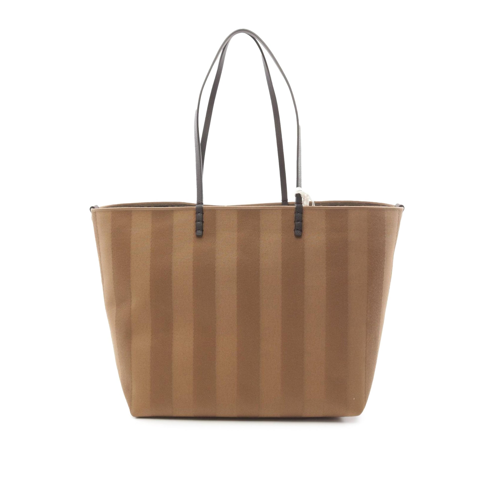 Fendi Large Zucca Canvas Pequin Striped Reversible Roll Tote