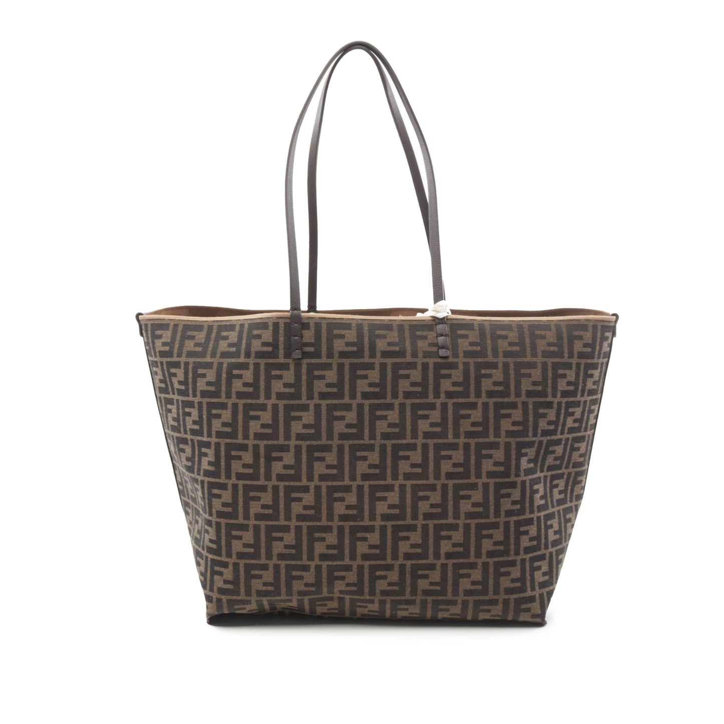 Fendi Large Zucca Canvas Pequin Striped Reversible Roll Tote