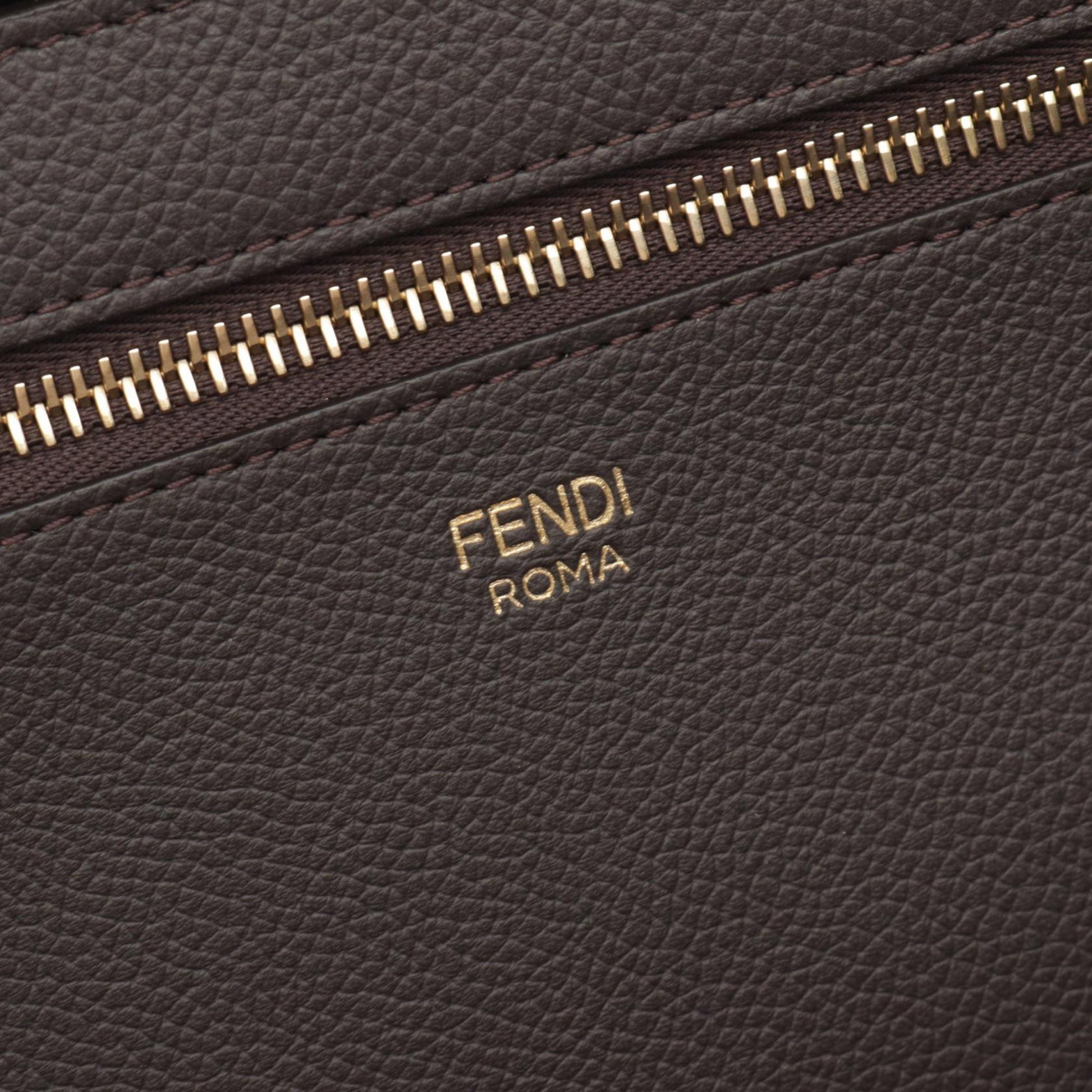 Fendi Large Zucca Canvas Pequin Striped Reversible Roll Tote