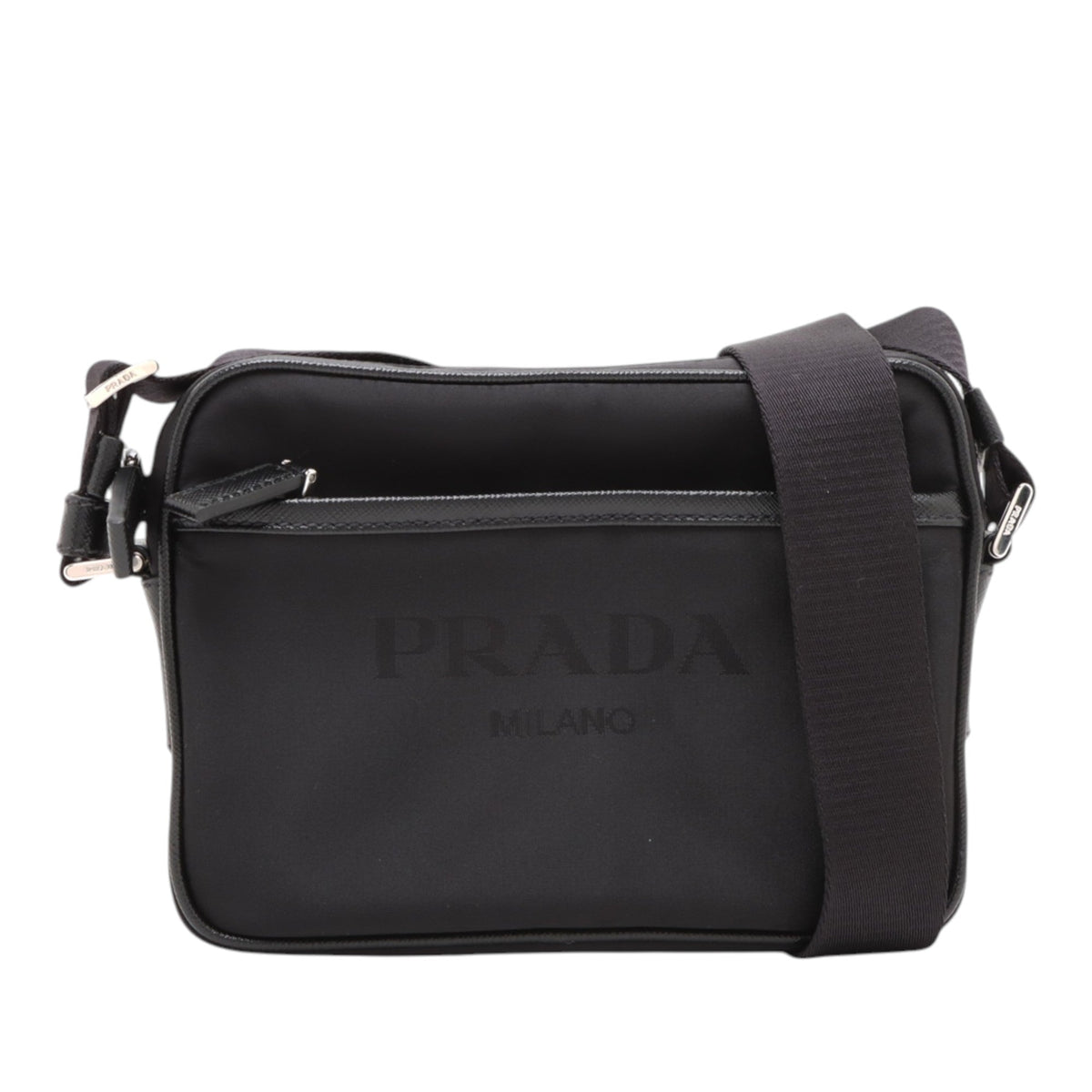 Prada Saffiano Trimmed Tessuto Logo Camera Bag