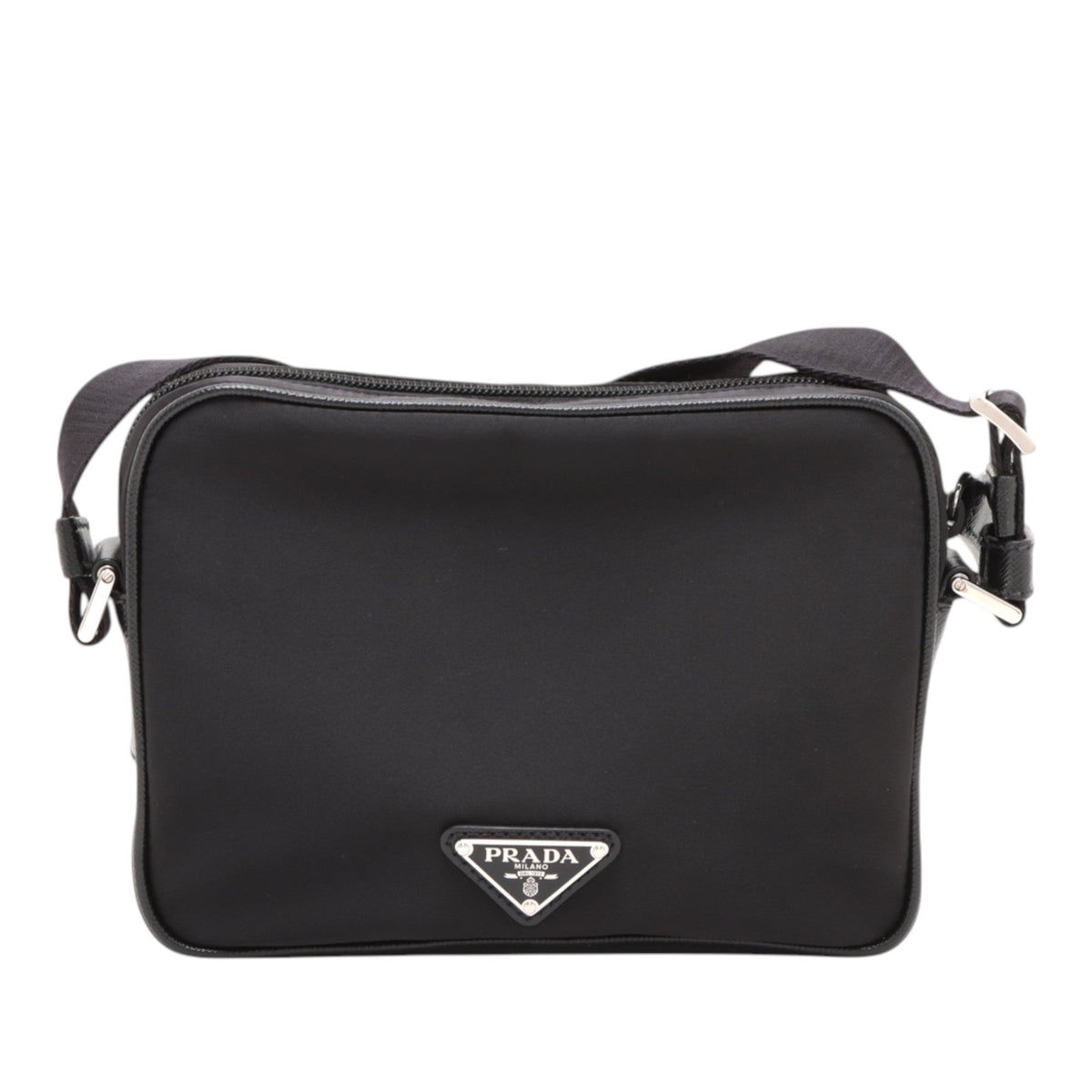Prada Saffiano Trimmed Tessuto Logo Camera Bag