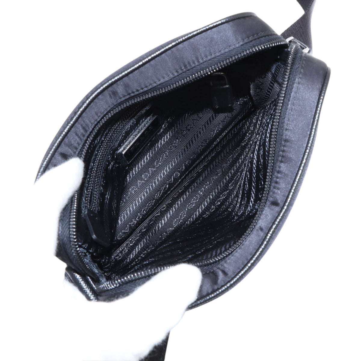 Prada Saffiano Trimmed Tessuto Logo Camera Bag