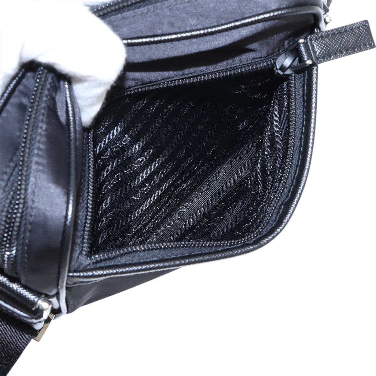 Prada Saffiano Trimmed Tessuto Logo Camera Bag