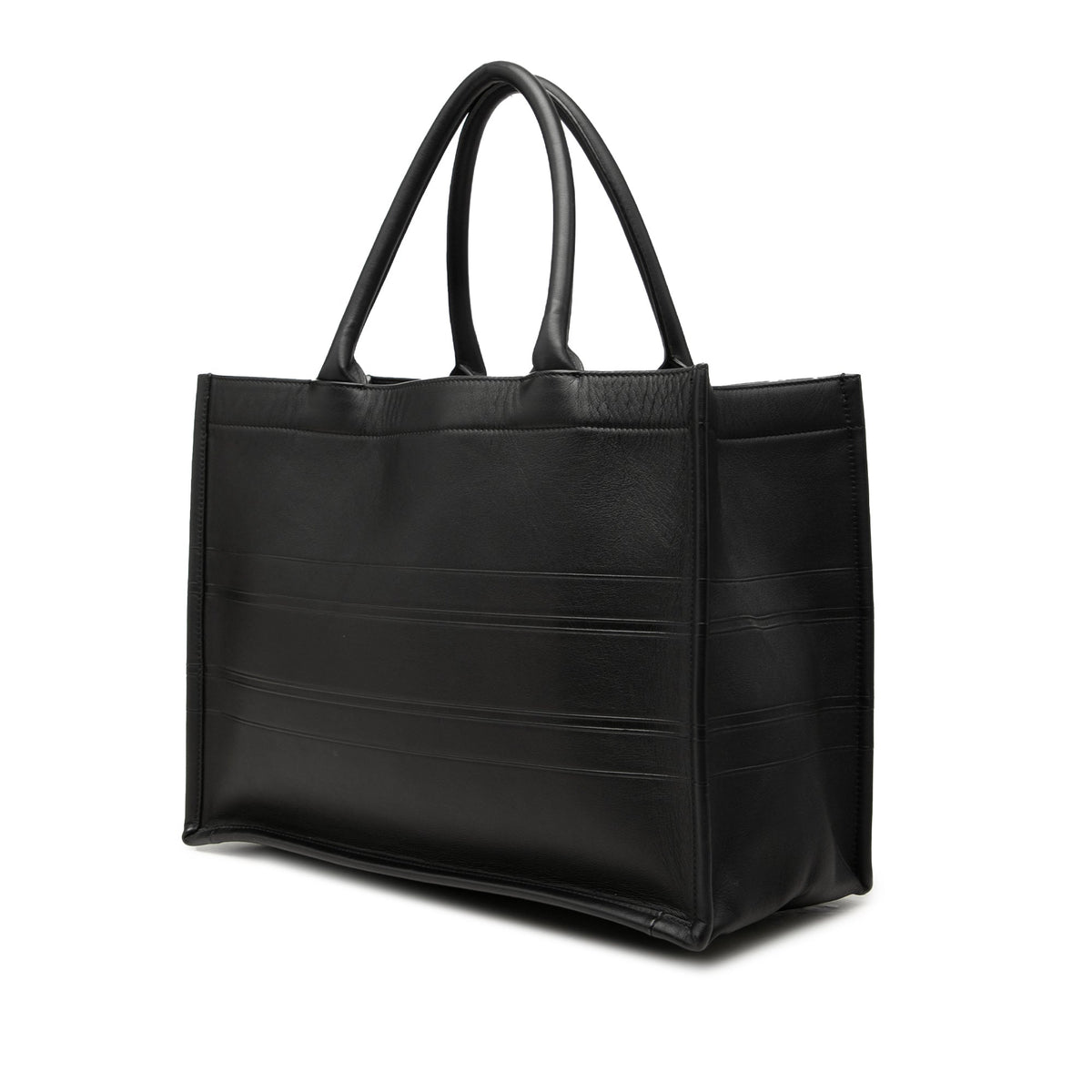 Dior Medium Embossed Leather Book Tote — Black