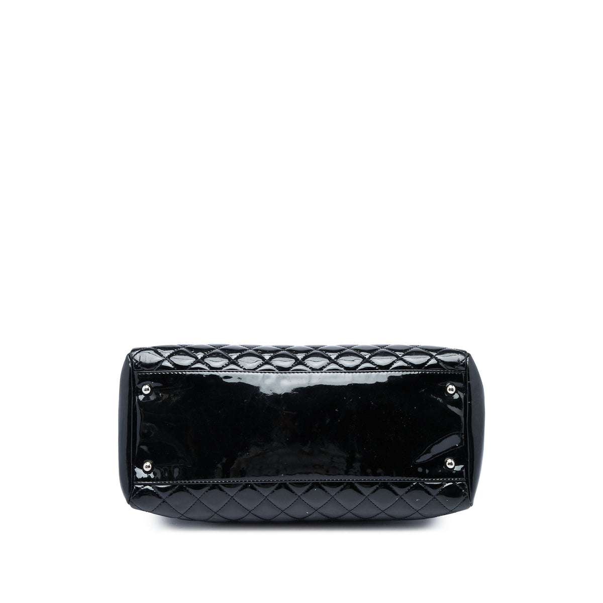 Chanel Large Quilted Patent Just Mademoiselle Bowling Bag — Black