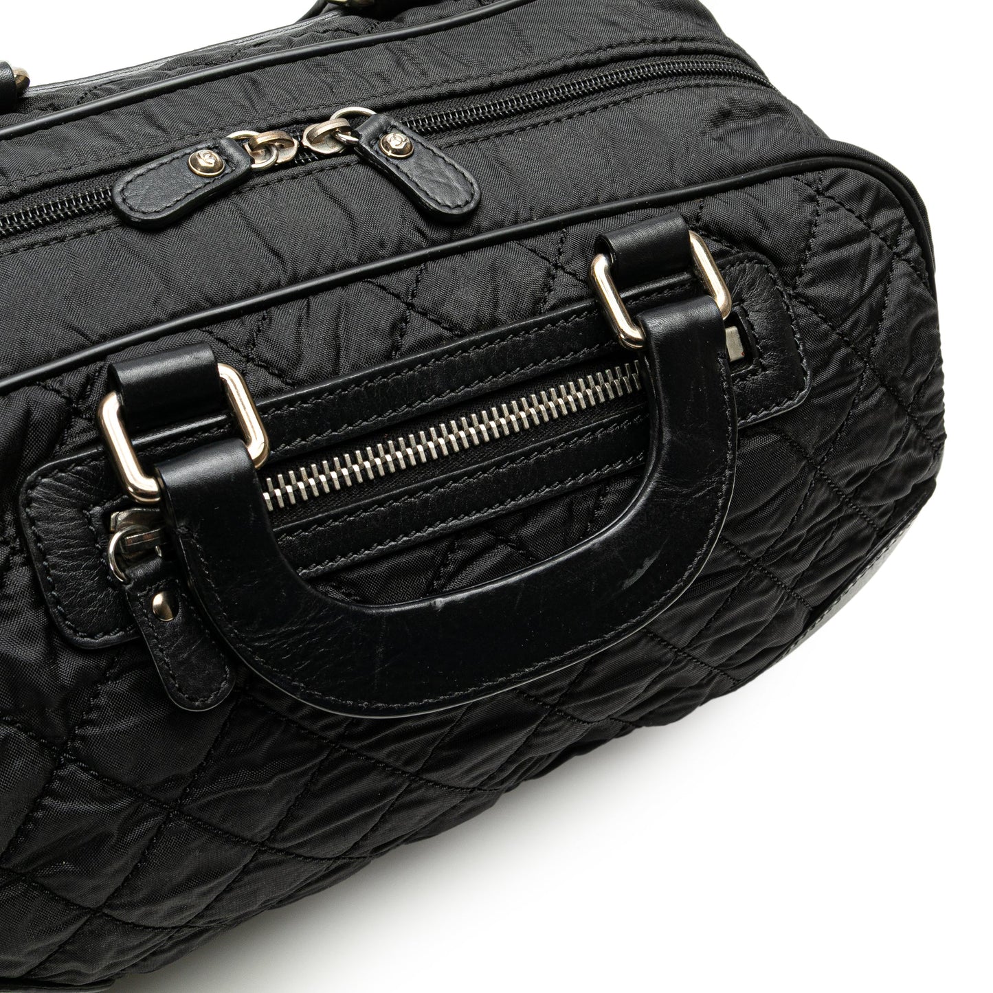 Chanel Paris New York Quilted Nylon Duffle Handbag