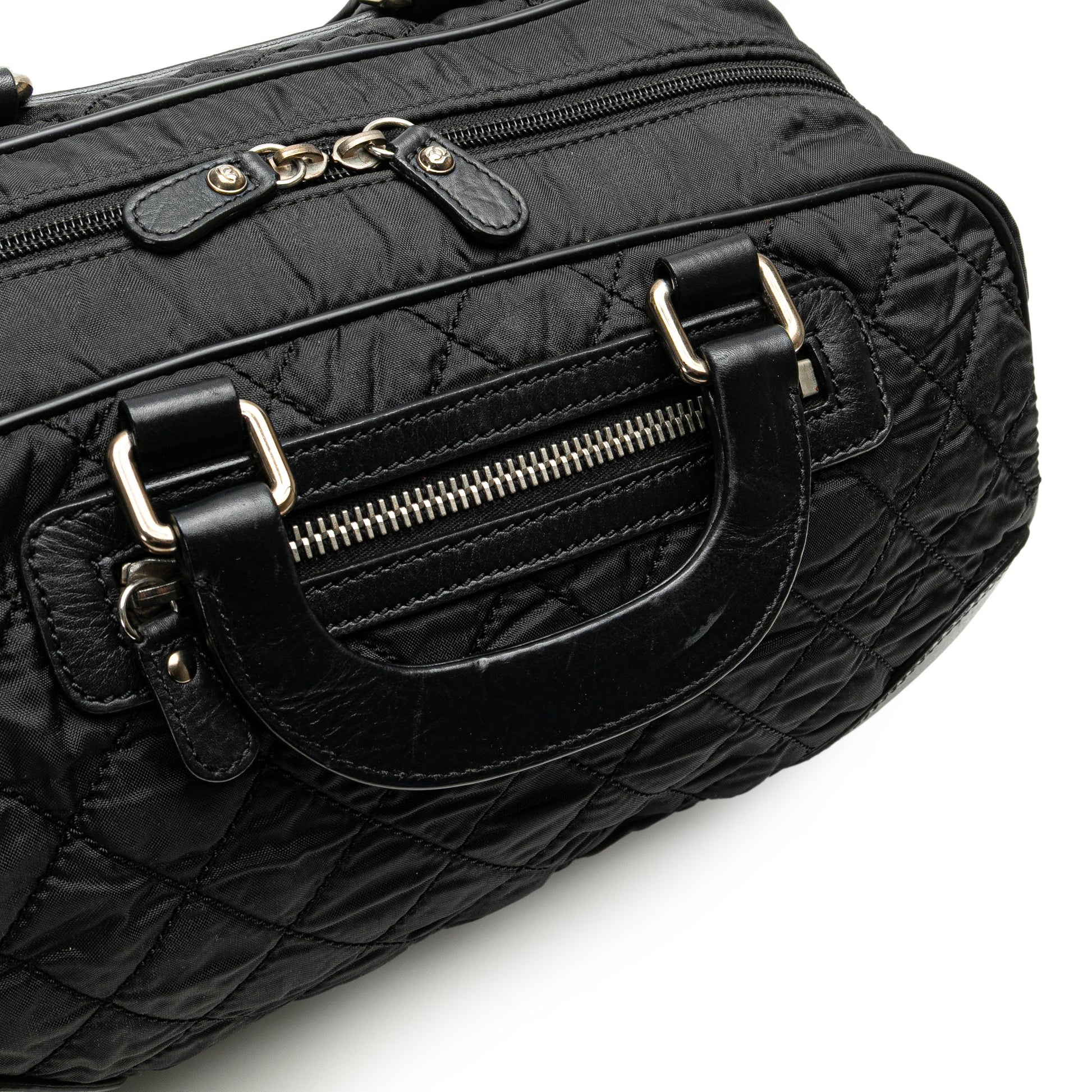 Chanel Paris New York Quilted Nylon Duffle Handbag